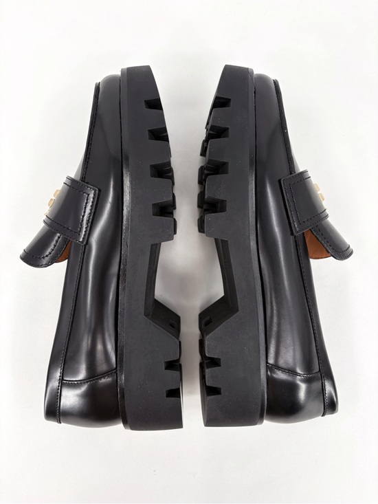 TORY BURCH Mini Everly Chunky Loafer Black Patent Leather Lug Sole 8.5
